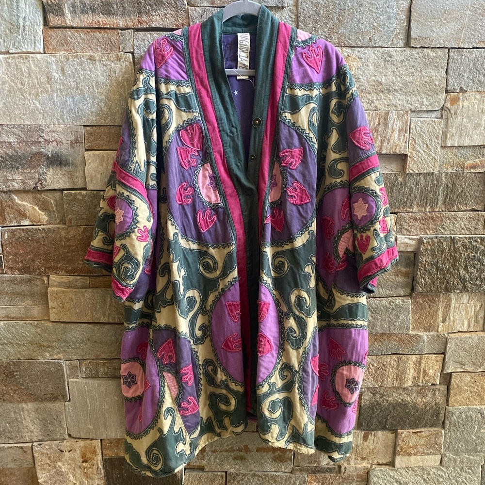 Magnolia Pearl one size kimono.  Quilted Multi color and reversible